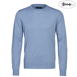 Berkeley | Wilton Cashwool Crewneck | Herrestrik Lyseblå